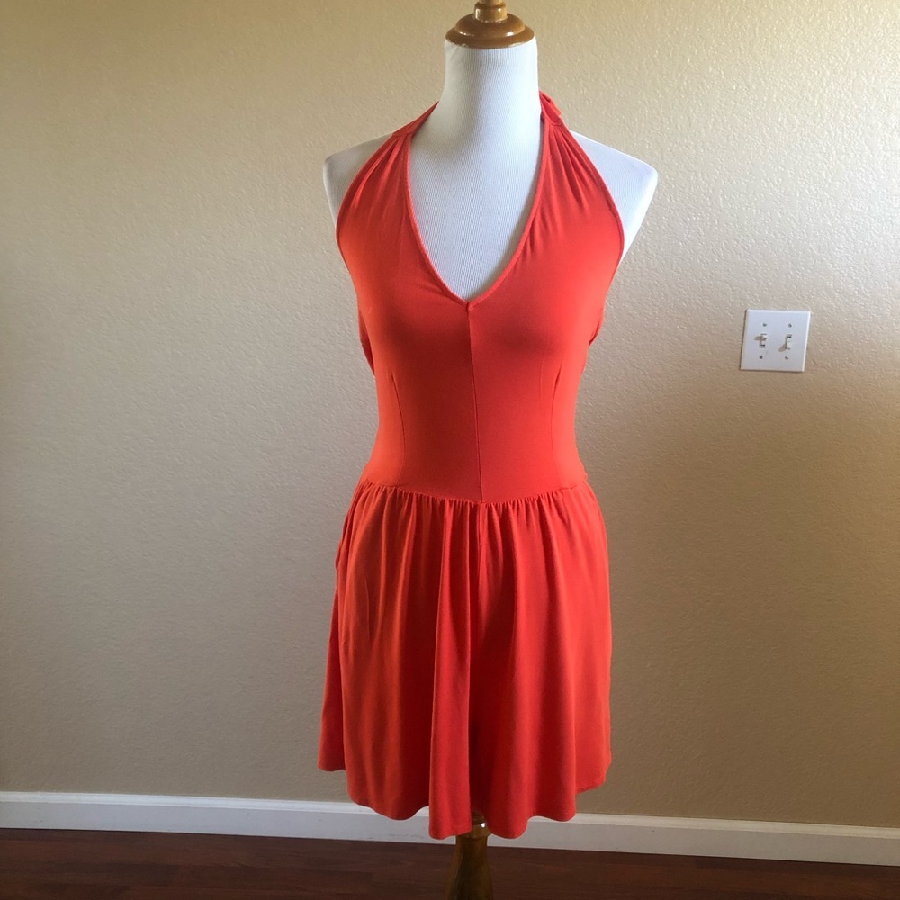 Summer & Sage Halter Knit Romper Size M Orange New